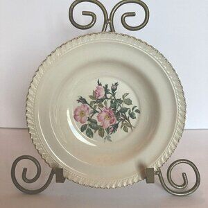 Vintage Wild Rose Harker Pottery Cottage Core 22 kt Gold Rim Soup Bowl 8.5”